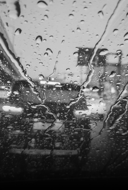 car driving in the rain